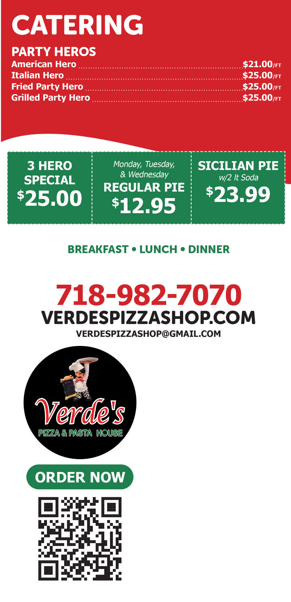 Verde's Menu
